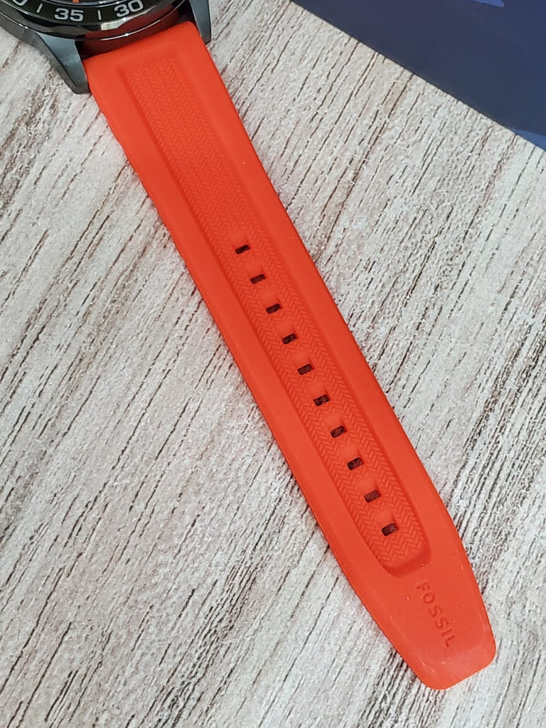 Fossil Bannon Chronograph Grey Dial Orange Silicone Strap Watch for Men - BQ2500 Buy Now By Fossil