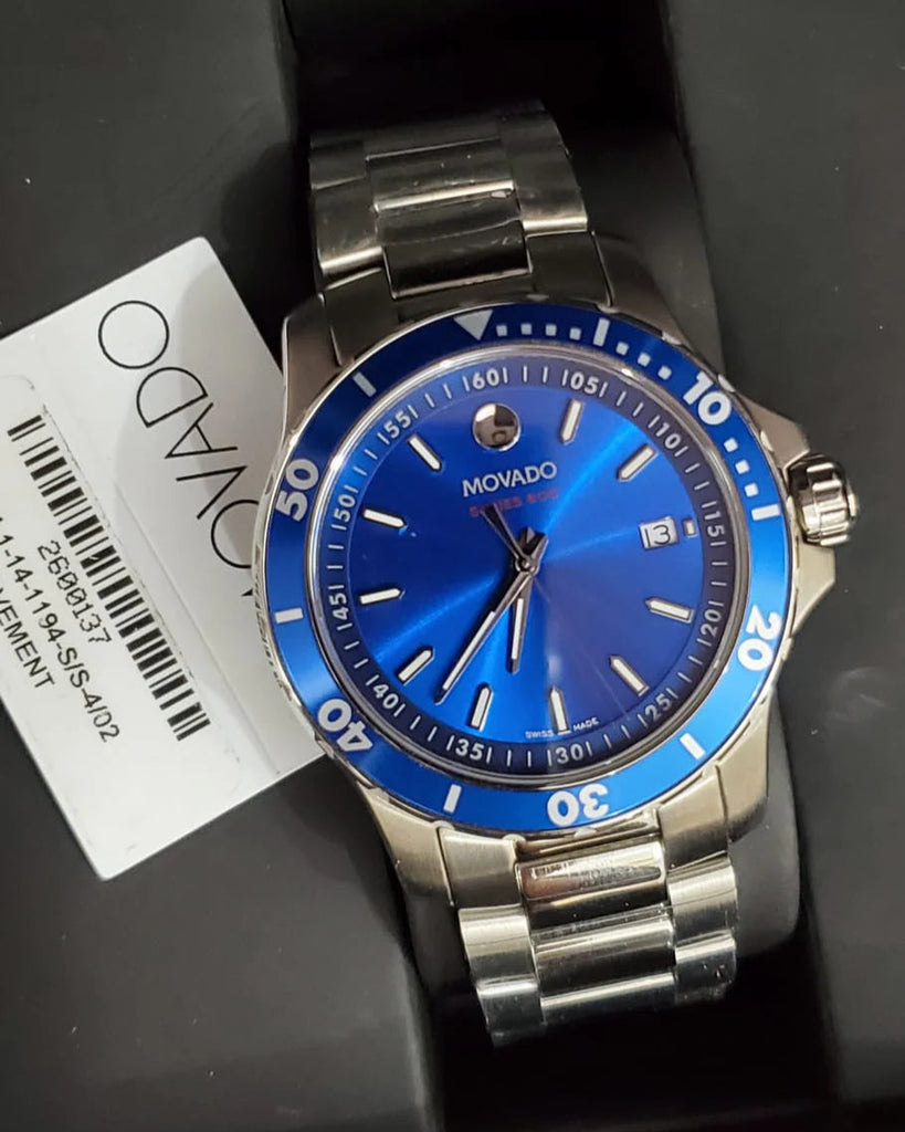 Movado Series 800 Blue Dial Silver Steel Strap Watch For Men - 2600137 Buy Now By Movado