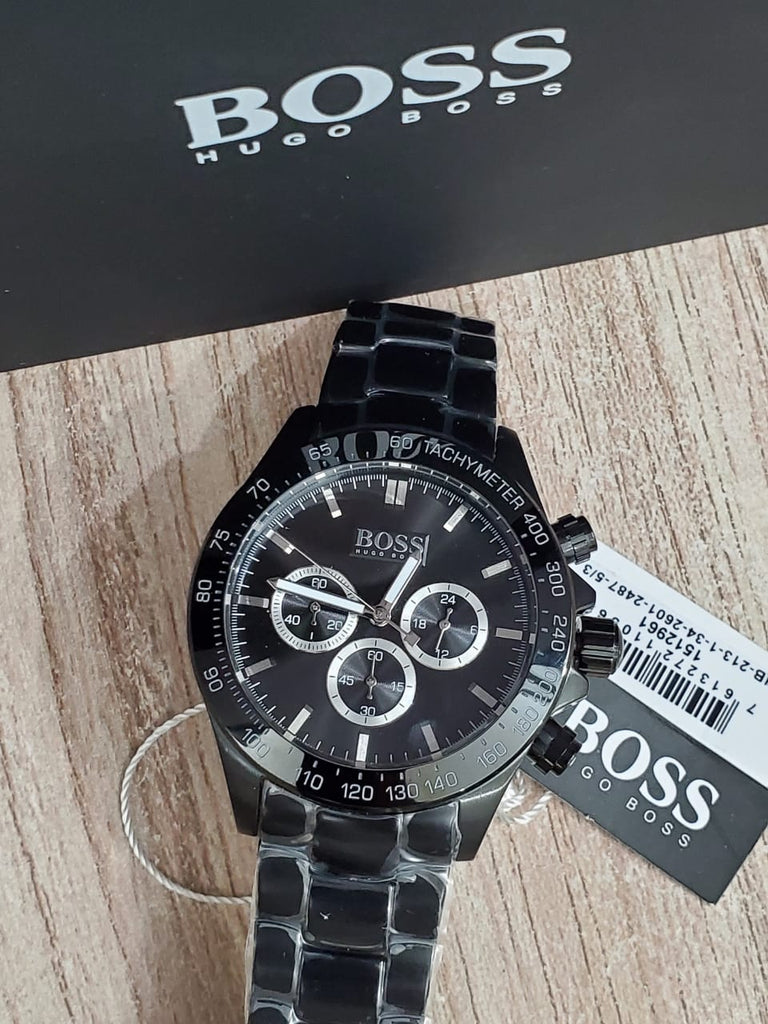 Hugo Boss Ikon Chronograph Black Dial Black Steel Strap Watch for Men - 1512961 Buy Now By Hugo Boss