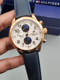 Tommy Hilfiger Trent Quartz White Dial Blue Leather Strap Watch for Men - 1791139 Buy Now By Tommy Hilfiger