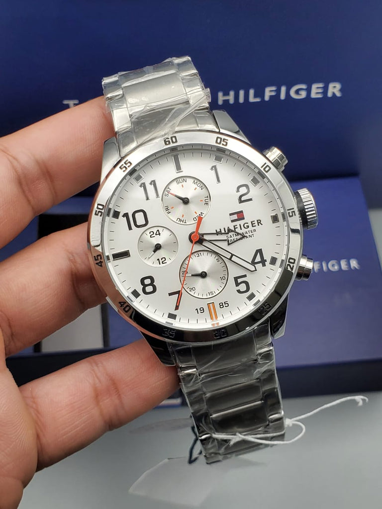 Tommy Hilfiger Trent Multifunction White Dial Silver Steel Strap Watch for Men - 1791140 Buy Now By Tommy Hilfiger