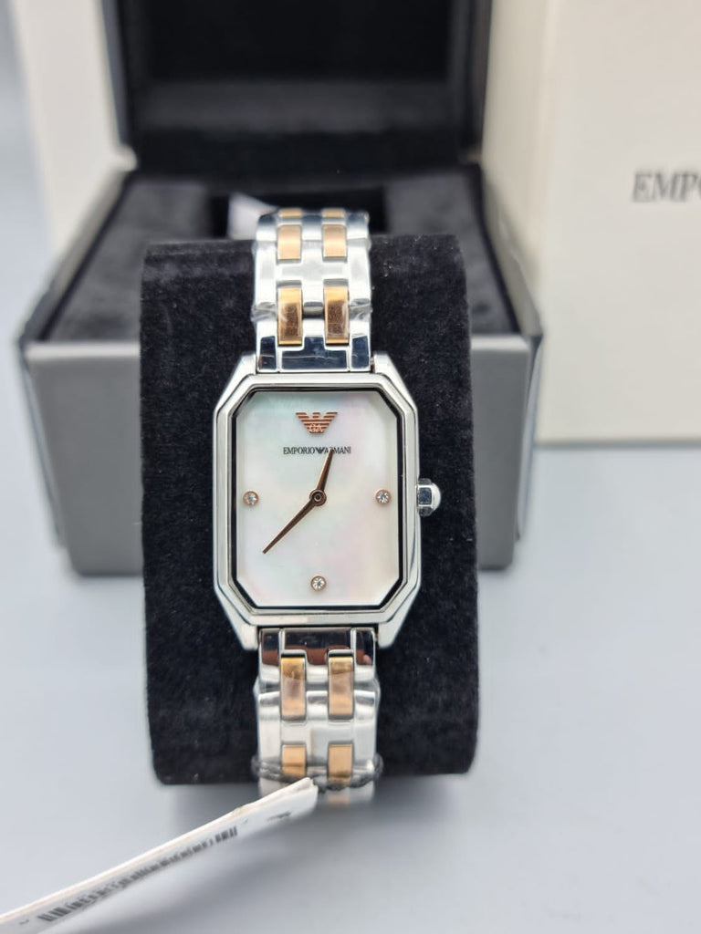Emporio Armani Gianni T Bar Mother of Pearl Dial Two Tone Steel Strap Watch For Women - AR11146 Buy Now By Emporio Armani