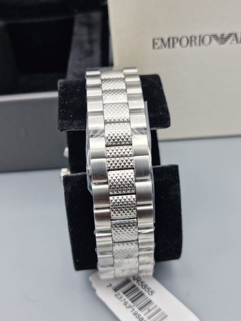 Emporio Armani Chronograph Black Dial Silver Stainless Steel Watch For Men - AR5855 Buy Now By Emporio Armani