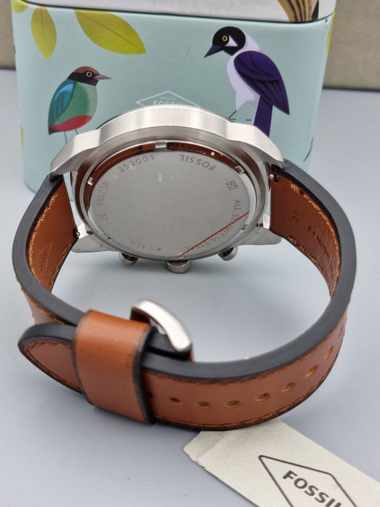 Fossil Bronson Chronograph Green Dial Brown Leather Strap Watch for Men - FS5738 Buy Now By Fossil