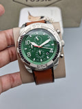 Fossil Bronson Chronograph Green Dial Brown Leather Strap Watch for Men - FS5738 Buy Now By Fossil