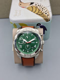Fossil Bronson Chronograph Green Dial Brown Leather Strap Watch for Men - FS5738 Buy Now By Fossil