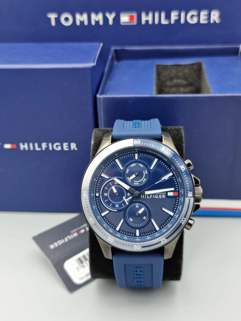 Tommy Hilfiger Bank Blue Dial Blue Rubber Strap Watch for Men - 1791721 Buy Now By Tommy Hilfiger