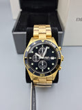 Emporio Armani Chronograph Black Dial Gold Steel Strap Watch For Men - AR5857 Buy Now By Emporio Armani
