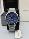 Emporio Armani Renato Chronograph Quartz Blue Dial Black Steel Strap Watch For Men - AR11215 Buy Now By Emporio Armani