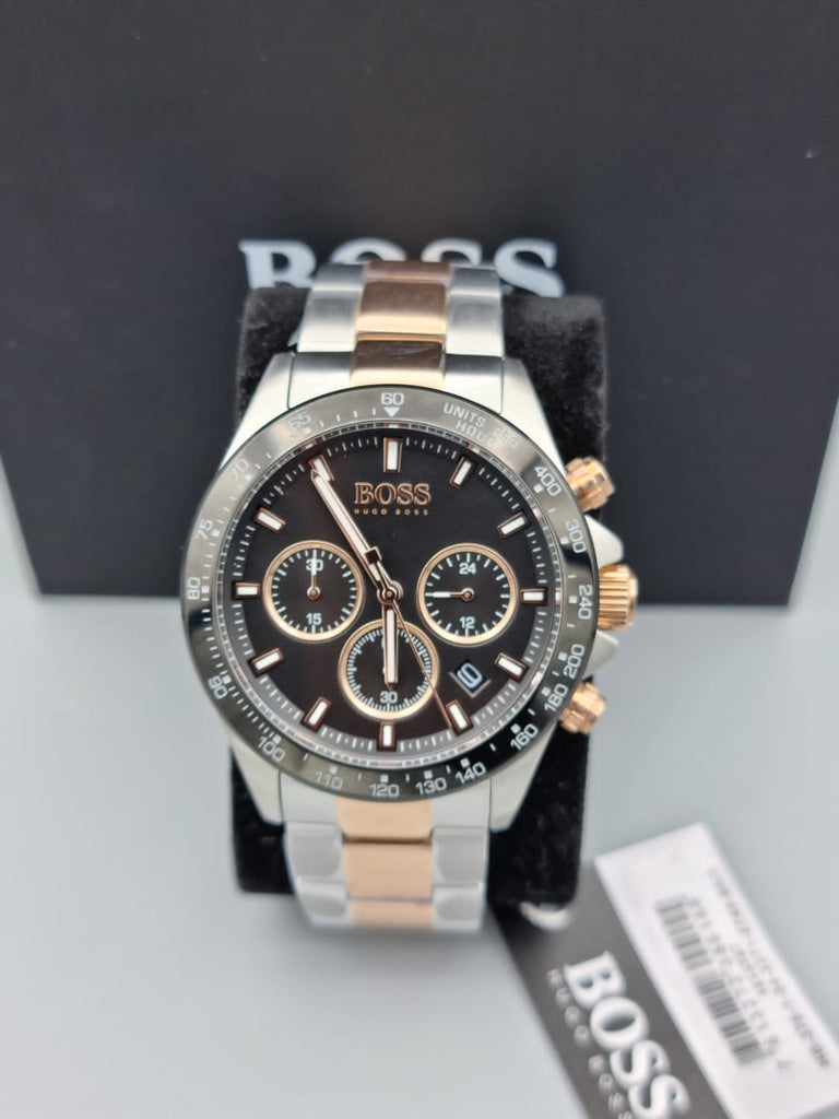 Hugo Boss Here Chronograph Black Dial Two Tone Steel Strap Watch for Men - 1513757 Buy Now By Hugo Boss