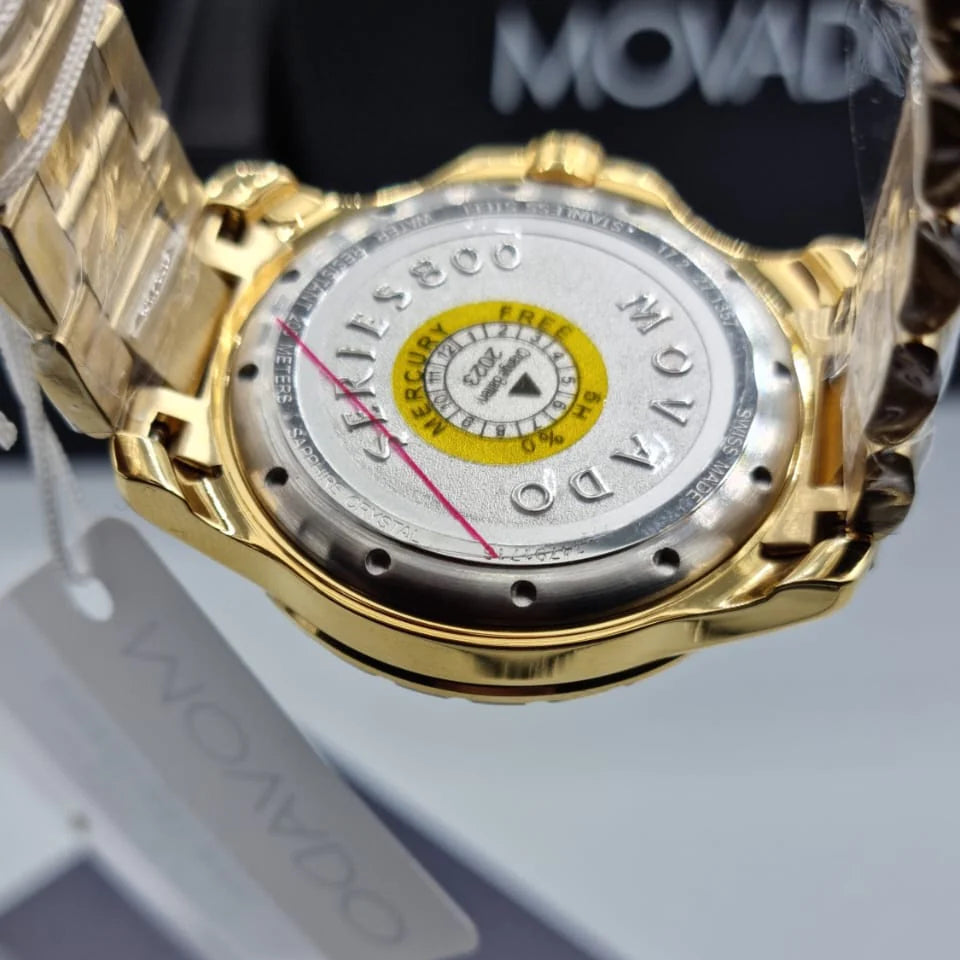 Movado Series 800 Blue Dial Gold Steel Strap Watch For Men - 2600144 Buy Now By Movado