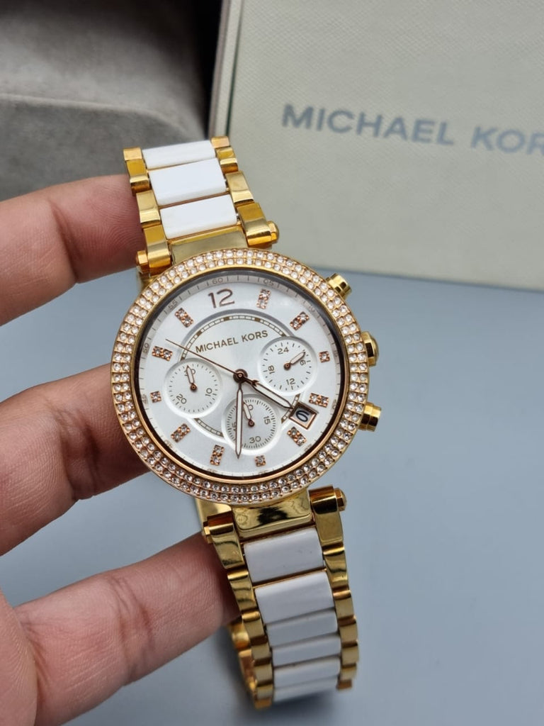 Michael Kors Parker Chronograph Silver Dial Two Tone Steel Strap Watch For Women - MK5687 Buy Now By Michael Kors