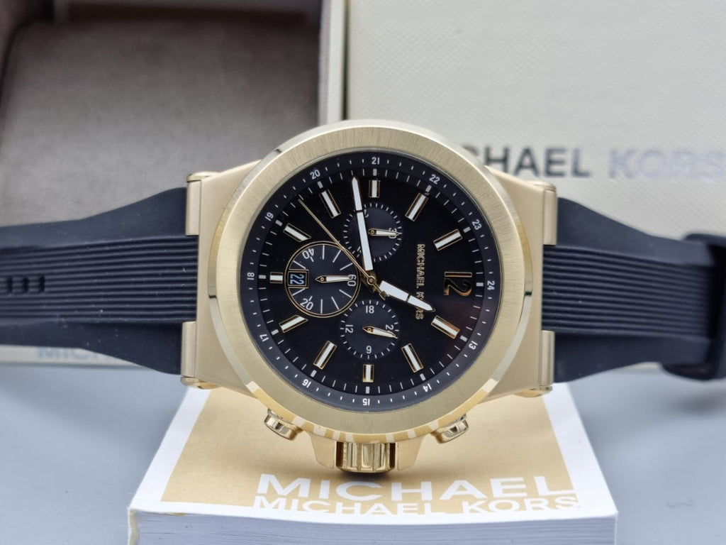 Michael Kors Dylan Chronograph Black Dial Black Rubber Strap Watch for Men - MK8445 Buy Now By Michael Kors