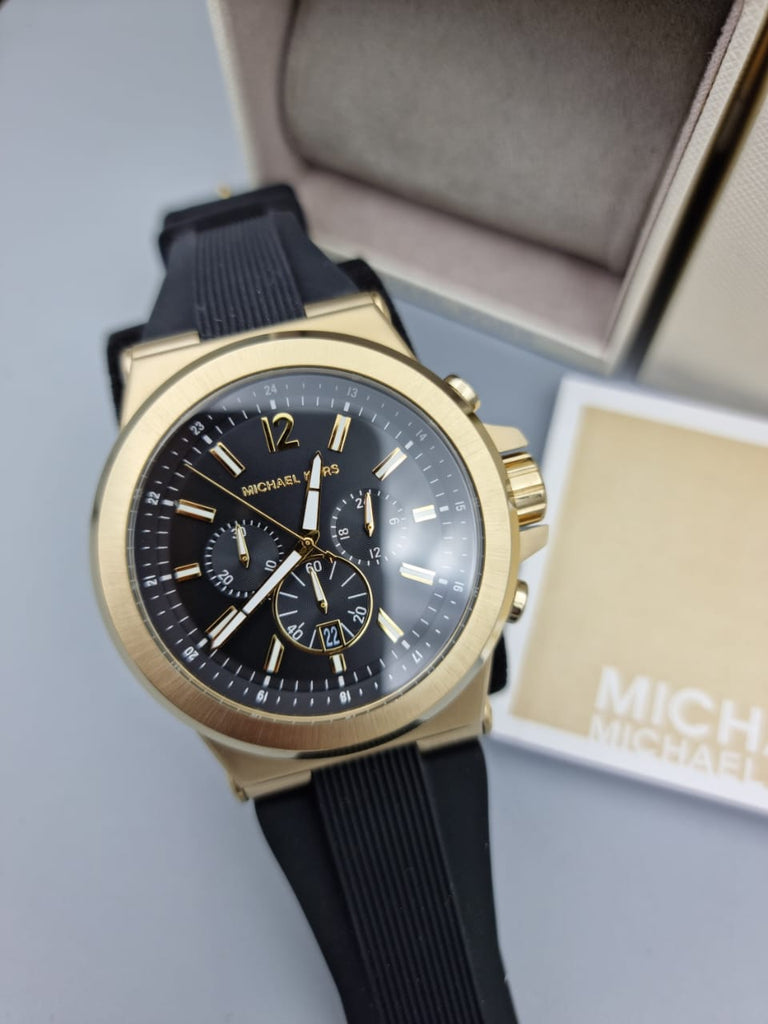 Michael Kors Dylan Chronograph Black Dial Black Rubber Strap Watch for Men - MK8445 Buy Now By Michael Kors