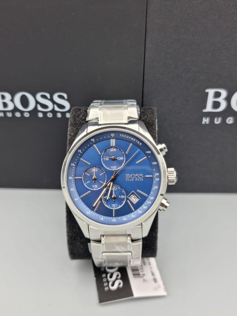 Hugo Boss Grand Prix Blue Dial Silver Steel Strap Watch for Men - 1513478 Buy Now By Hugo Boss