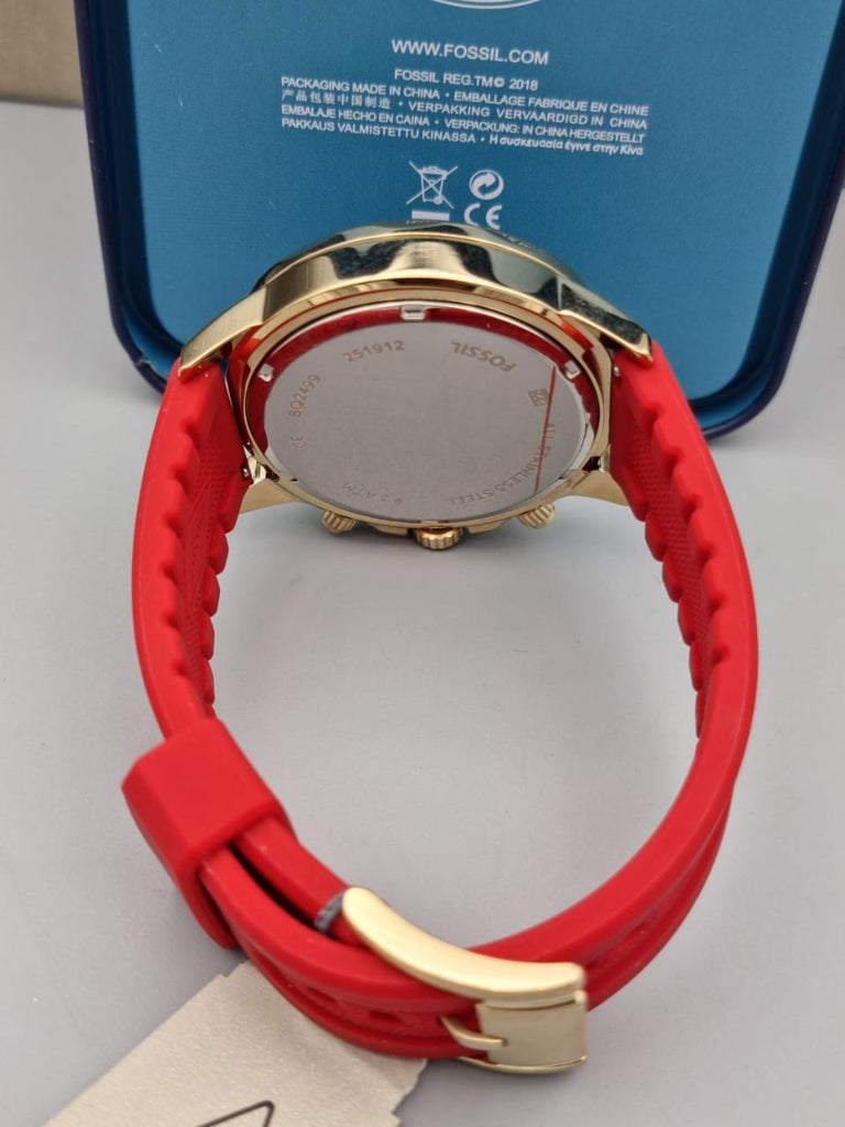 Fossil Bannon Multifunction Black Dial Red Silicone Strap Watch for Men - BQ2499 Buy Now By Fossil