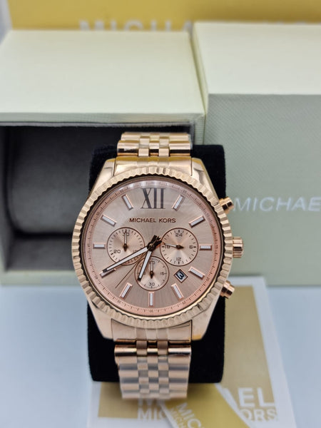 Michael Kors Lexington Rose Gold Dial Rose Gold Steel Strap Watch for Men - MK8319 Buy Now By Michael Kors