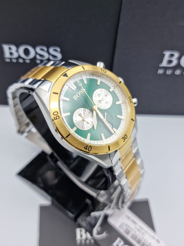 Hugo Boss Santiago Green Dial Two Tone Steel Strap Watch for Men - 1513872 Buy Now By Hugo Boss