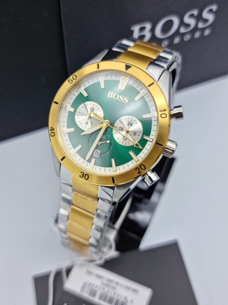 Hugo Boss Santiago Green Dial Two Tone Steel Strap Watch for Men - 1513872 Buy Now By Hugo Boss