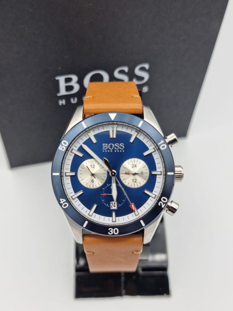 Hugo Boss Santiago Blue Dial Brown Leather Strap Watch for Men - 1513860 Buy Now By Hugo Boss