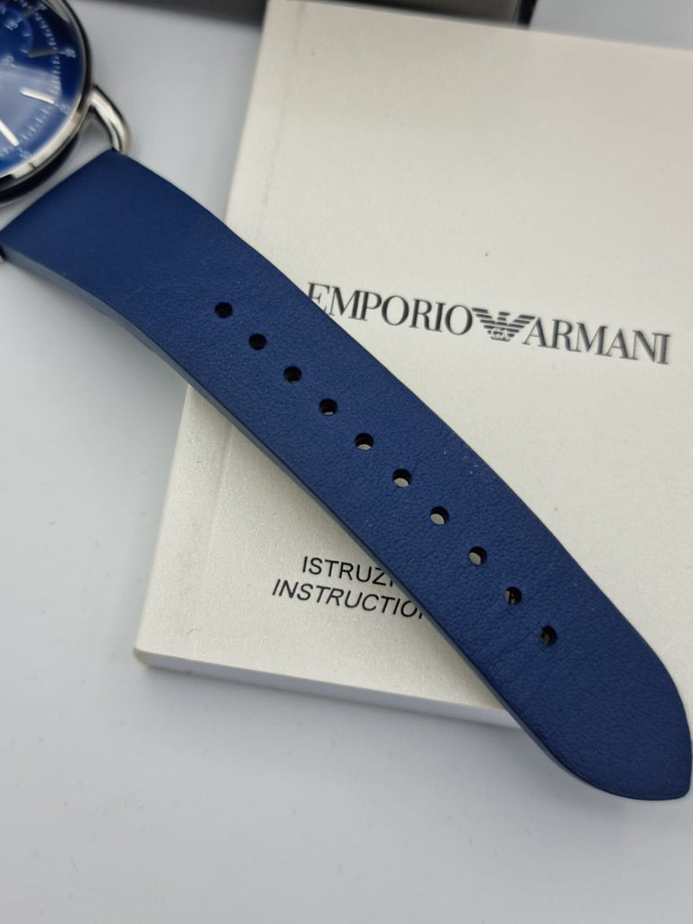 Emporio Armani Aviator Quartz Blue Dial Blue Leather Strap Watch For Men - AR11335 Buy Now By Emporio Armani