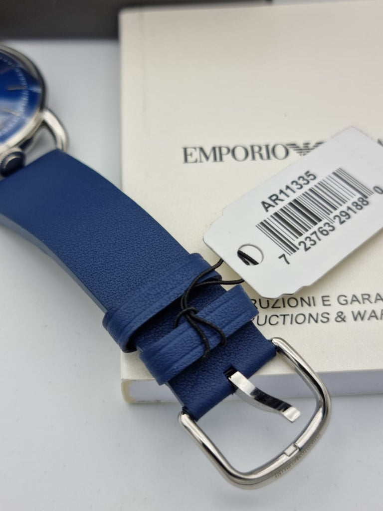 Emporio Armani Aviator Quartz Blue Dial Blue Leather Strap Watch For Men - AR11335 Buy Now By Emporio Armani