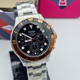 Fossil FB-03 Chronograph Black Dial Silver Steel Strap Watch for Men - FS5768 Buy Now By Fossil