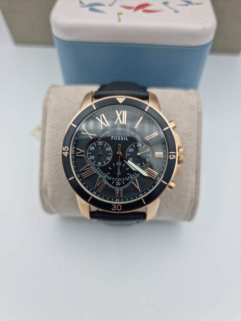 Fossil Grant Sport Chronograph Blue Dial Blue Leather Strap Watch for Men - FS5237 Buy Now By Fossil