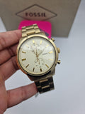 Fossil Townsman Chronograph White Dial Gold Steel Strap Watch for Men - FS5348 Buy Now By Fossil