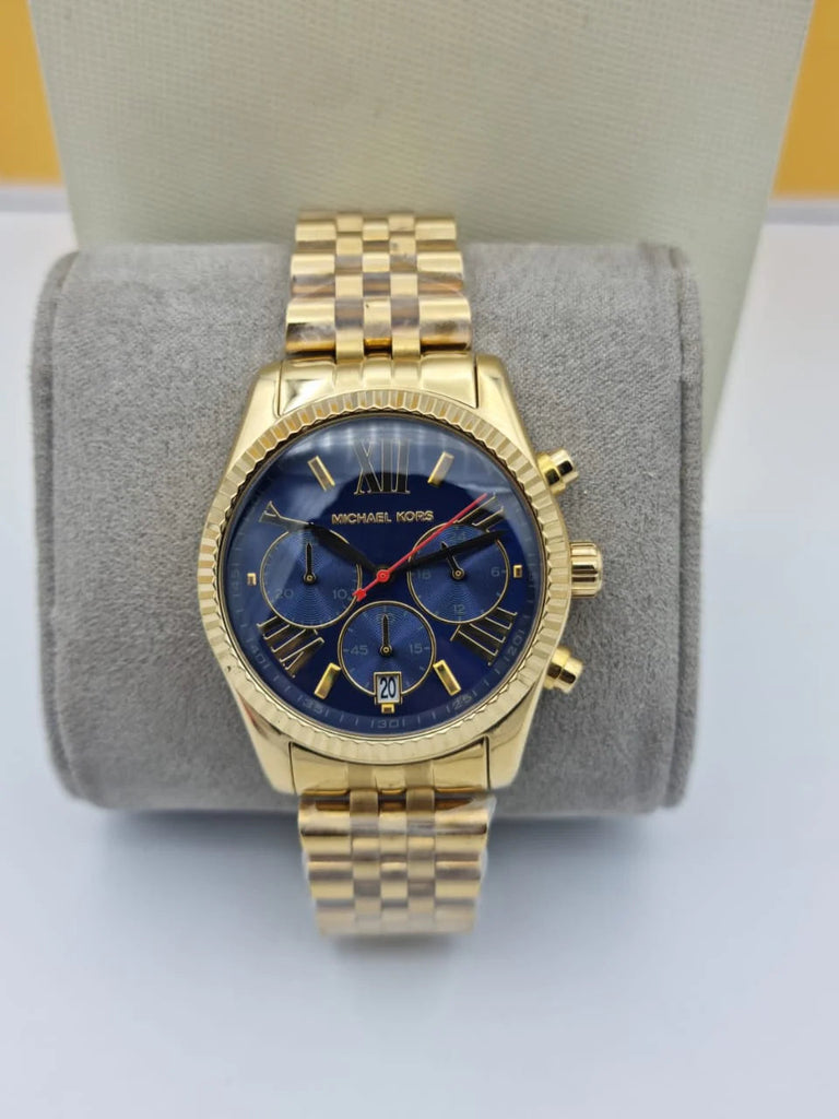 Michael Kors Lexington Chronograph Blue Dial Gold Steel Strap Watch For Women - MK6206 Buy Now By Michael Kors