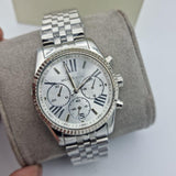 Michael Kors Lexington Silver Dial Silver Steel Strap Watch for Women - MK5555