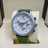 Emporio Armani Chronograph White Dial Green Rubber Strap Watch For Men - AR11022 Buy Now By Emporio Armani