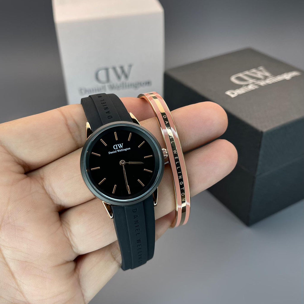 Daniel Wellington Iconic Motion Black Dial Rubber Strap Watch For Women - DW00100426