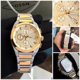 Fossil Everett Chronograph Gold Dial Two Tone Steel Strap Watch for Men - FS5796 Buy Now By Fossil