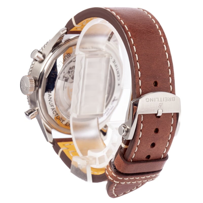 Breitling Super Avi B04 Chronograph GMT 46 Curtiss Warhawk Green Dial Brown Leather Strap Watch for Men - AB04452A1L1X1 Buy Now By Breitling