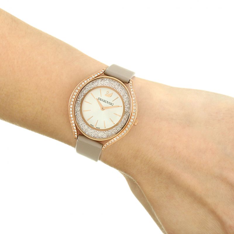 Swarovski Crystalline Aura Silver Dial Beige Leather Strap Watch for Women - 5519450 Buy Now By Swarovski