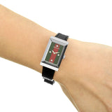 Gucci G-Frame Mother of Pearl Green & Red Dial Black Leather Strap Watch For Women - YA147403 Buy Now By Gucci
