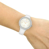 Swarovski Crystal Frost Silver Dial White Leather Strap Watch for Women - 5484070 Buy Now By Swarovski