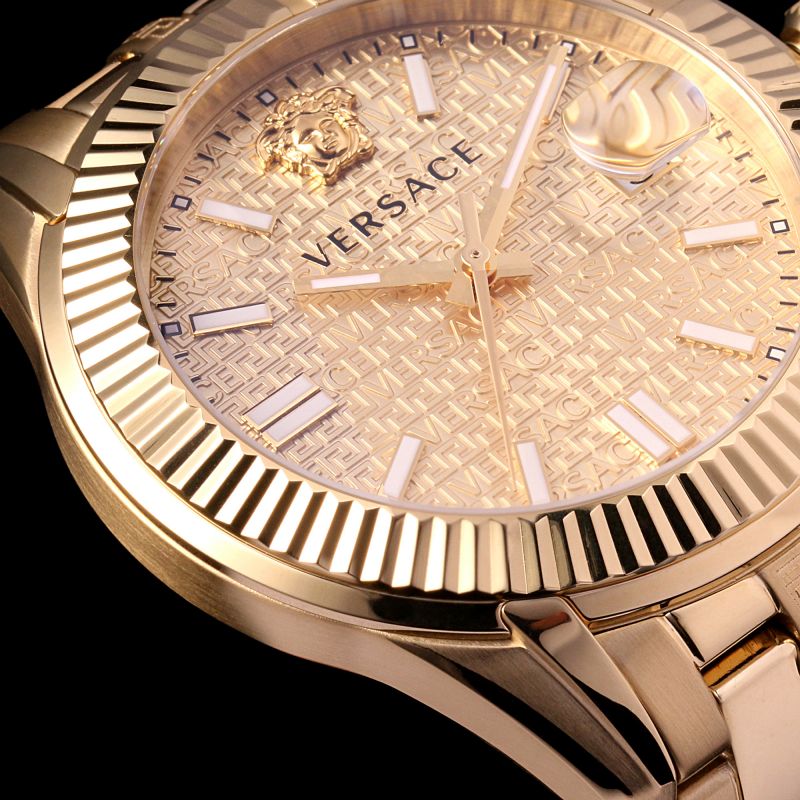 Versace Greca Time Quartz Gold Dial Gold Steel Strap Watch For Men - VE3K00522 Buy Now By Versace
