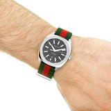 Gucci GG2570 Quartz Black Dial Green & Red Nylon Strap Watch For Men - YA142305 Buy Now By Gucci