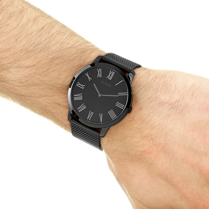 Guess Richmond Black Dial Black Mesh Bracelet Watch for Men - W1263G3 Buy Now By Guess
