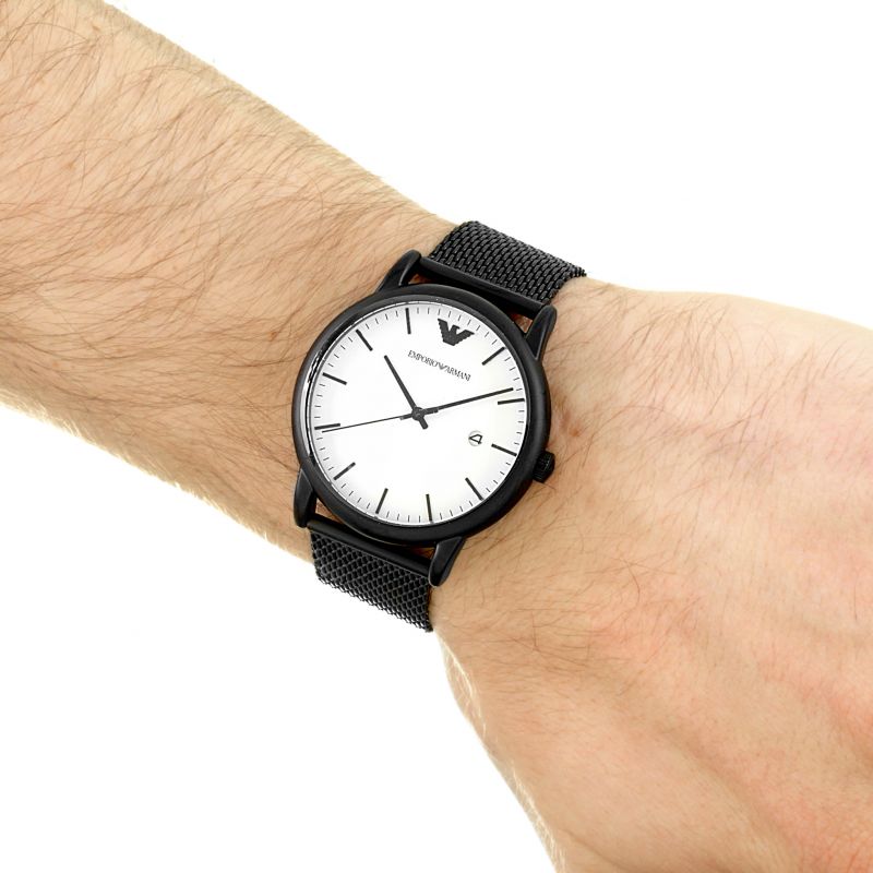 Emporio Armani Luigi White Dial Black Mesh Bracelet Watch For Men - AR11046 Buy Now By Emporio Armani