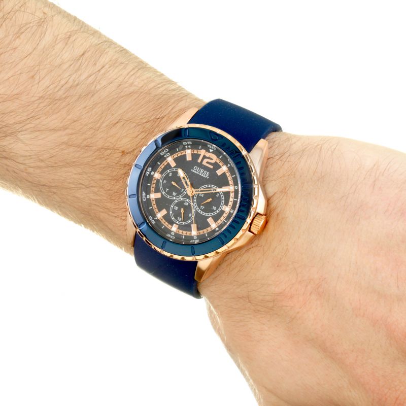 Guess Maverick Blue Dial Blue Rubber Strap Watch for Men - W0485G1 Buy Now By Guess