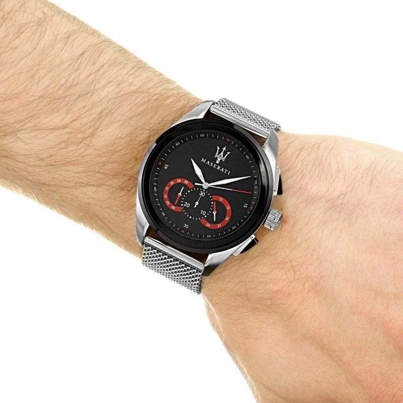 Maserati Traguardo Black Dial Silver Mesh Bracelet Watch For Men - R8873612005 Buy Now By Maserati