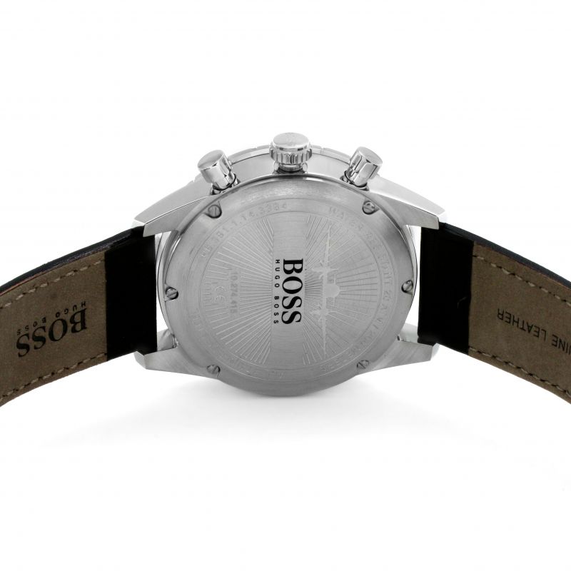 Hugo Boss Aero Chronograph Black Dial Black Leather Strap Watch for Men - 1513770 Buy Now By Hugo Boss
