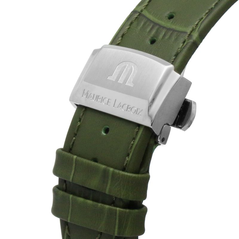 Maurice Lacroix Aikon Chronograph Black Dial Green Leather Strap Watch for Men - AI1018-PVB21-330-1 Buy Now By Maurice Lacroix