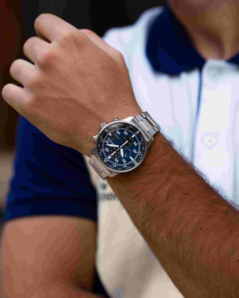 Citizen Eco Drive Chronograph Blue Dial Silver Stainless Steel Watch For Men - CA0690-88L Buy Now By Citizen