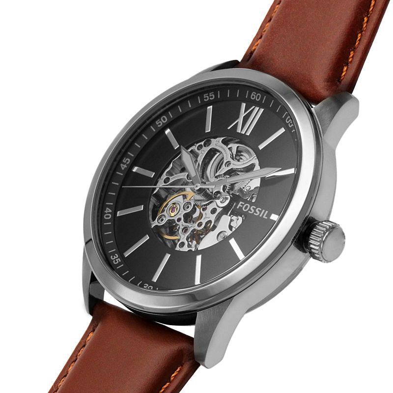 Fossil Flynn Automatic Black Dial Brown Leather Strap Watch for Men - BQ2270 Buy Now By Fossil