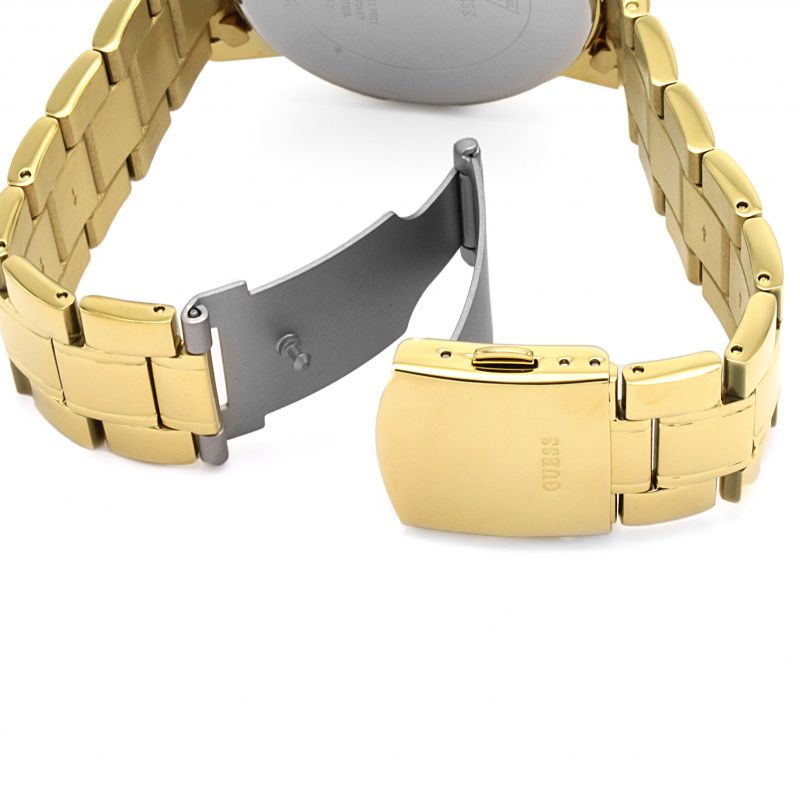 Guess Hendrix Multifunction Black Dial Gold Steel Strap Watch for Men - W1309G2 Buy Now By Guess