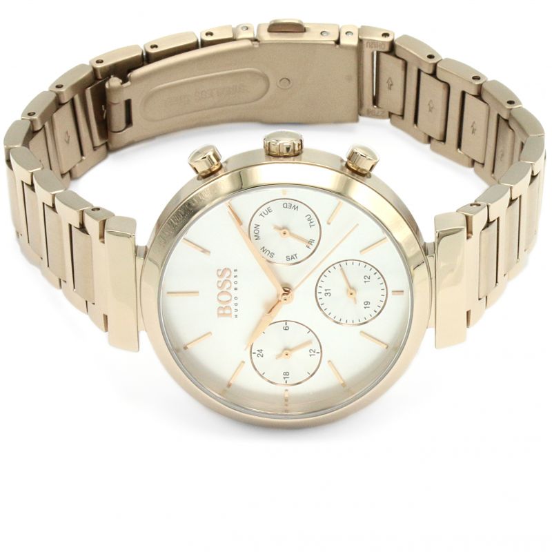 Hugo Boss Flawless Quartz White Dial Gold Steel Strap Watch for Women -1502531 Buy Now By Hugo Boss